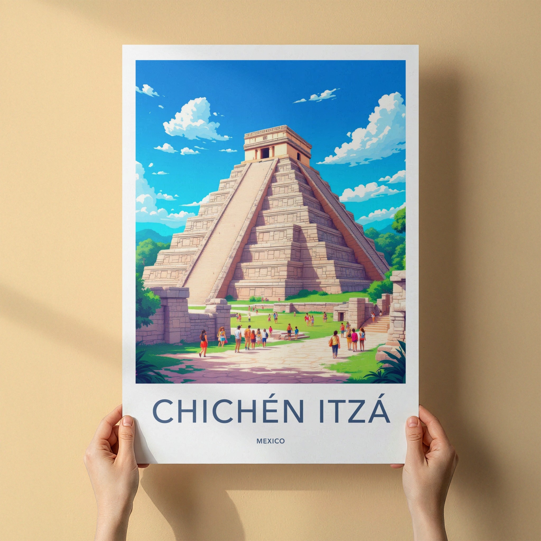 Chichen Itza Poster - Mexico Travel Art - Ancient Mayan Pyramid Home Decor