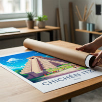 Chichen Itza Poster - Mexico Travel Art - Ancient Mayan Pyramid Home Decor