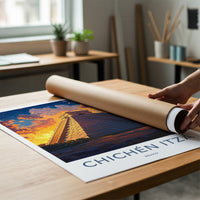 Chichen Itza Poster - Mexico Travel Art - Ancient Pyramid Sunset Home Decor