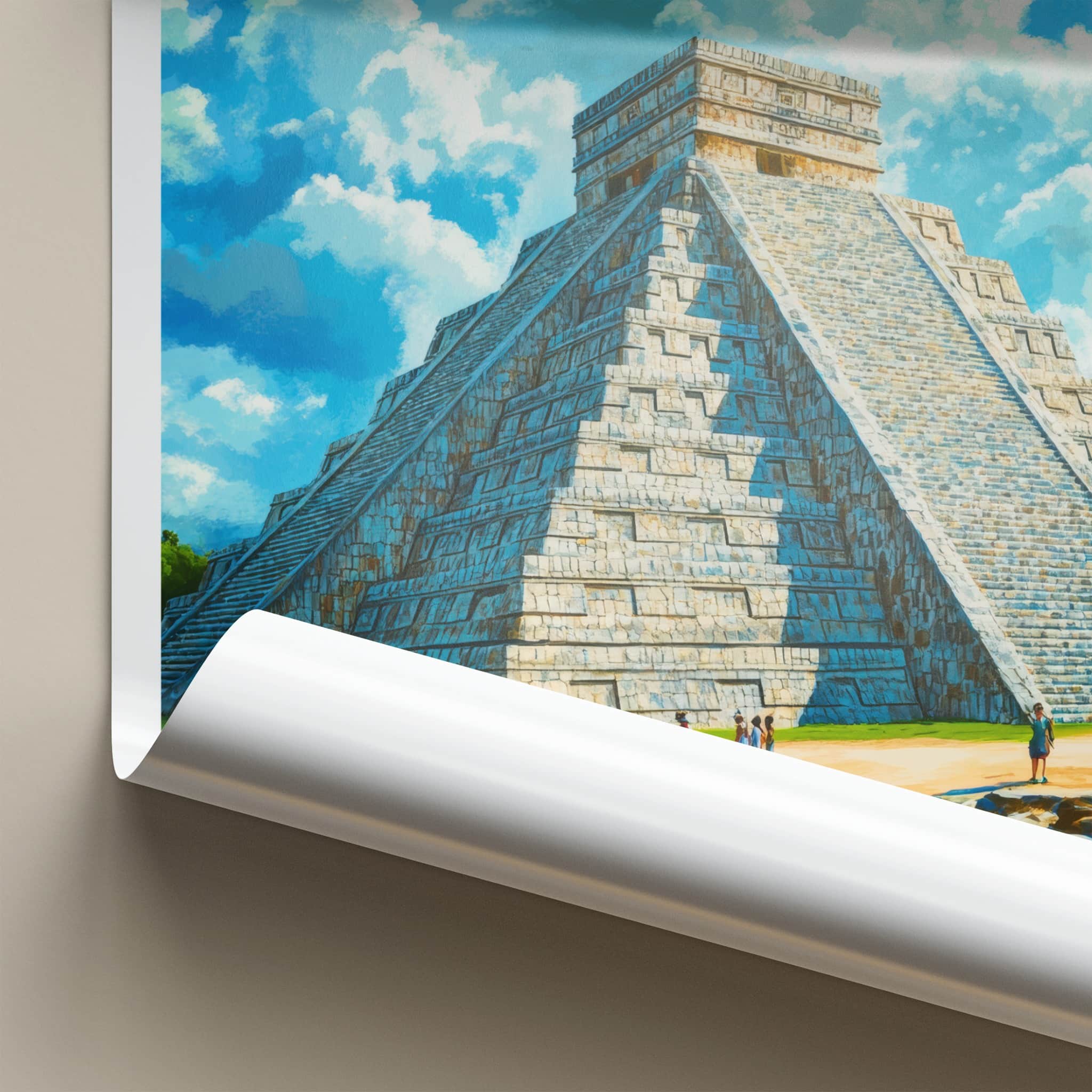 Chichen Itza Poster - Mexico Travel Art - Ancient Stone Pyramid Home Decor
