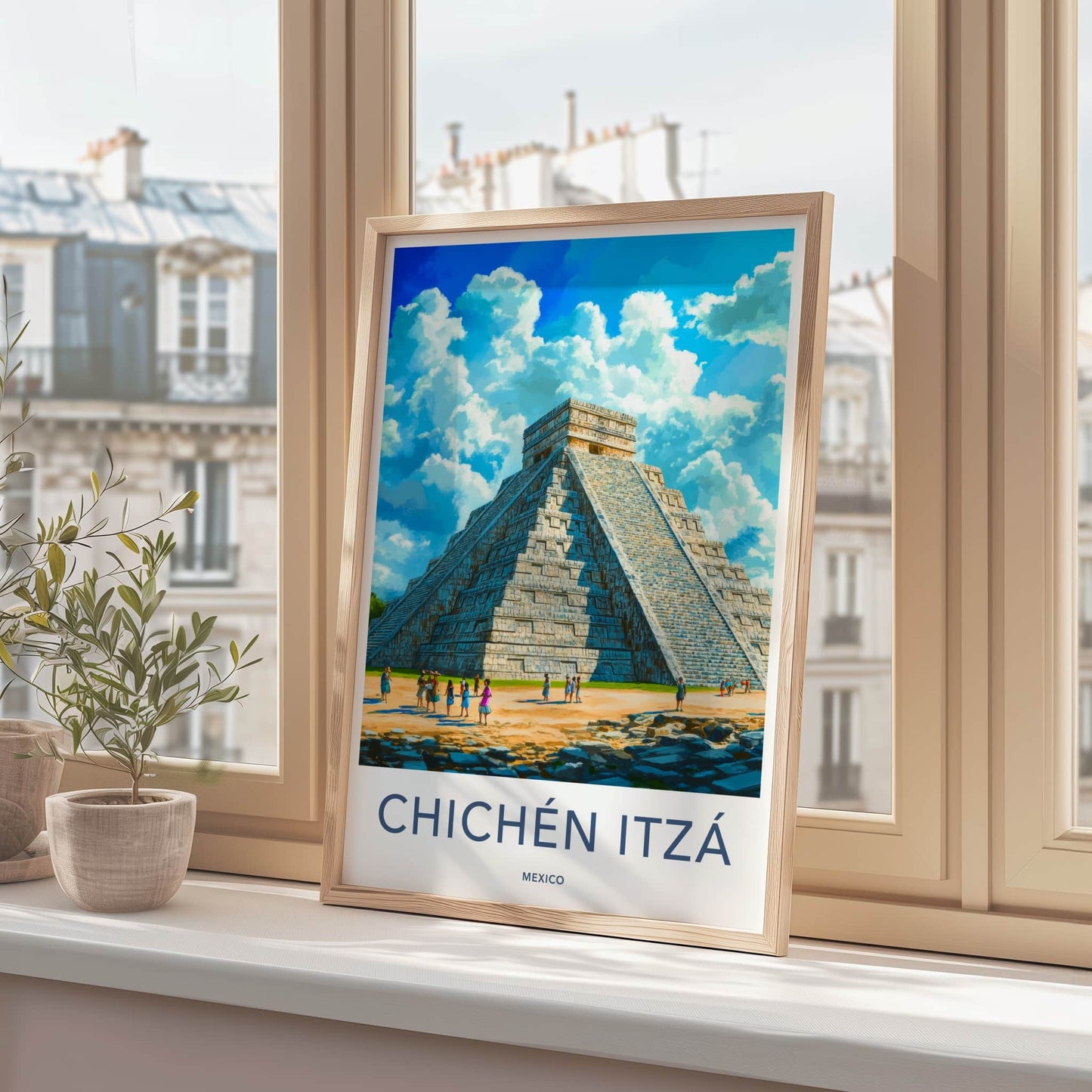 Chichen Itza Poster - Mexico Travel Art - Ancient Stone Pyramid Home Decor