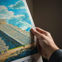 Chichen Itza Poster - Mexico Travel Art - Ancient Stone Pyramid Home Decor