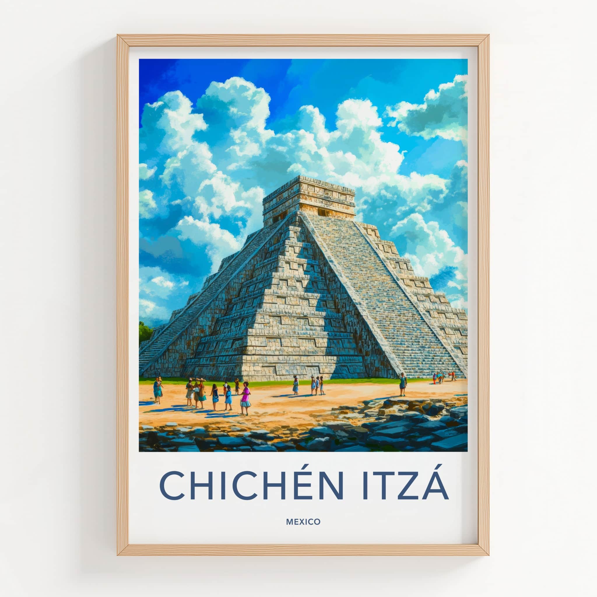 Chichen Itza Poster - Mexico Travel Art - Ancient Stone Pyramid Home Decor