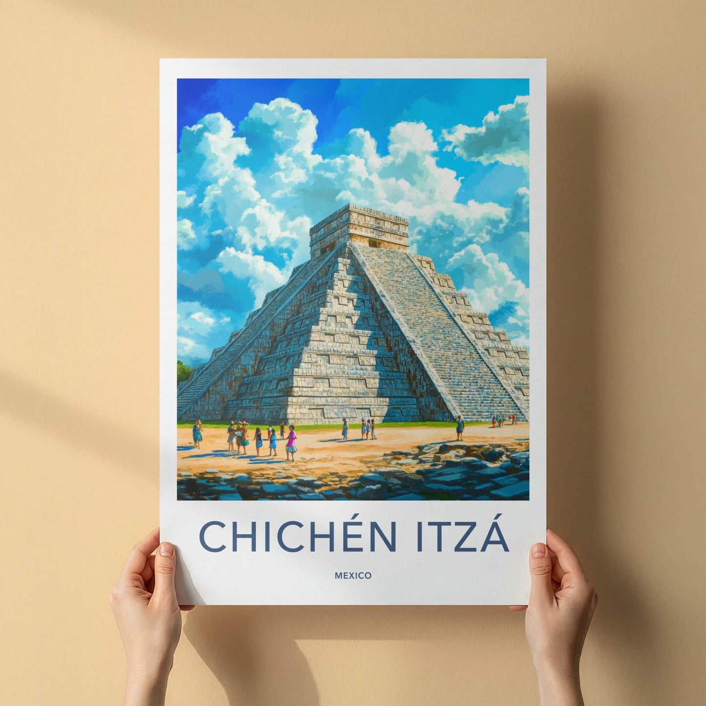 Chichen Itza Poster - Mexico Travel Art - Ancient Stone Pyramid Home Decor