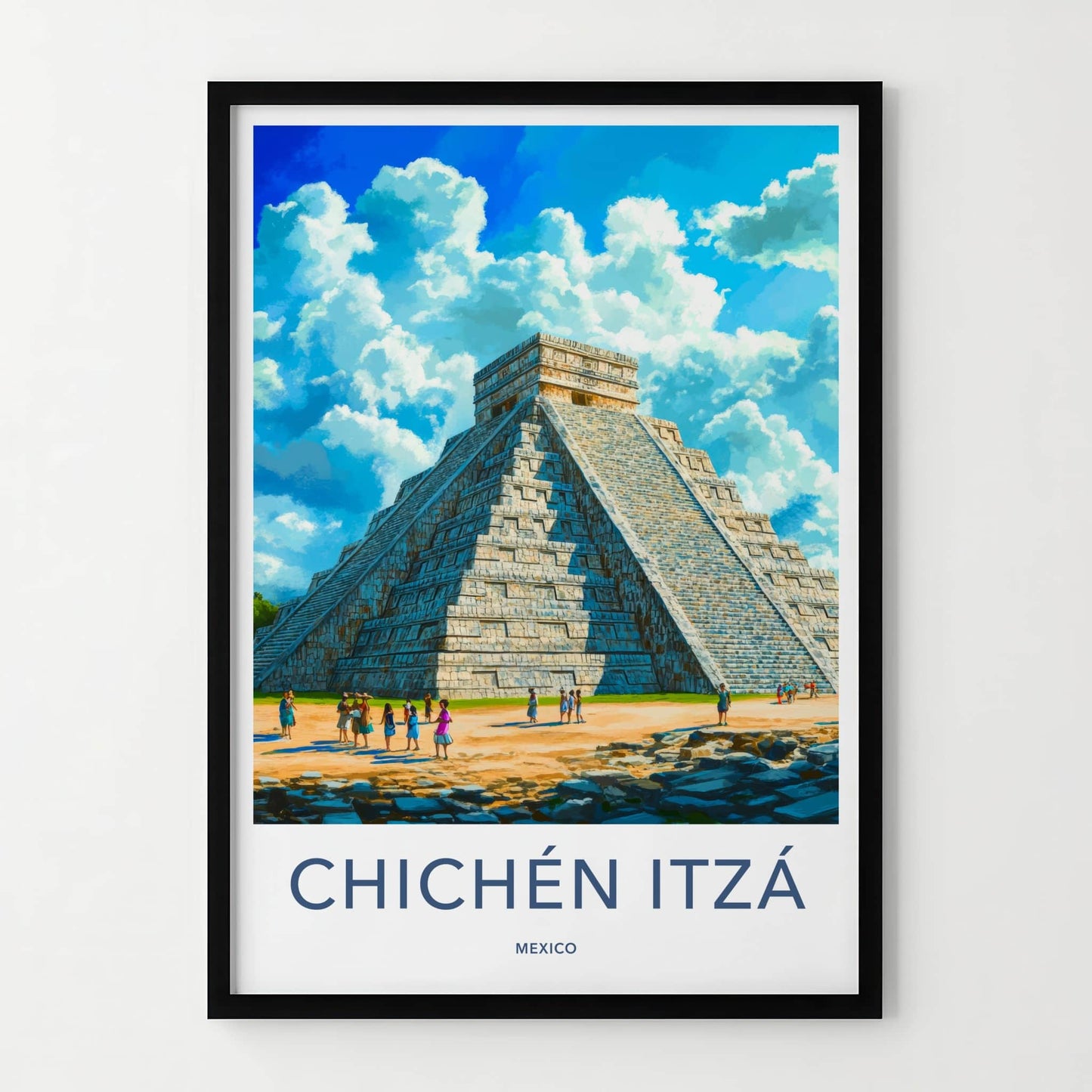 Chichen Itza Poster - Mexico Travel Art - Ancient Stone Pyramid Home Decor