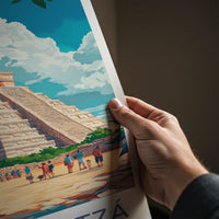 Chichen Itza Poster - Mexico Travel Art - Ancient Stone Pyramid Wall Decor