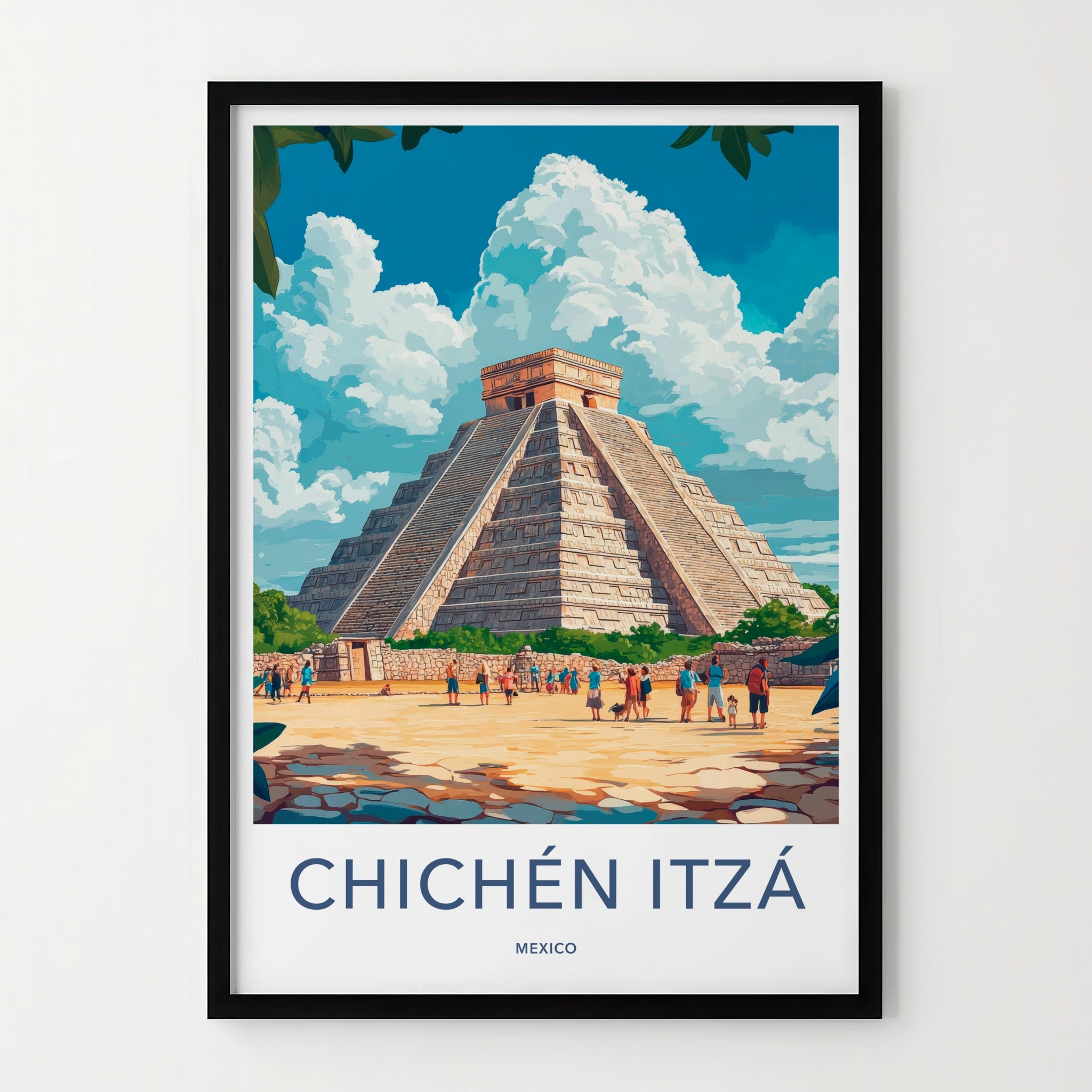 Chichen Itza Poster - Mexico Travel Art - Ancient Stone Pyramid Wall Decor
