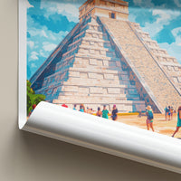 Chichen Itza Poster - Mexico Travel Art - El Castillo Pyramid Home Decor
