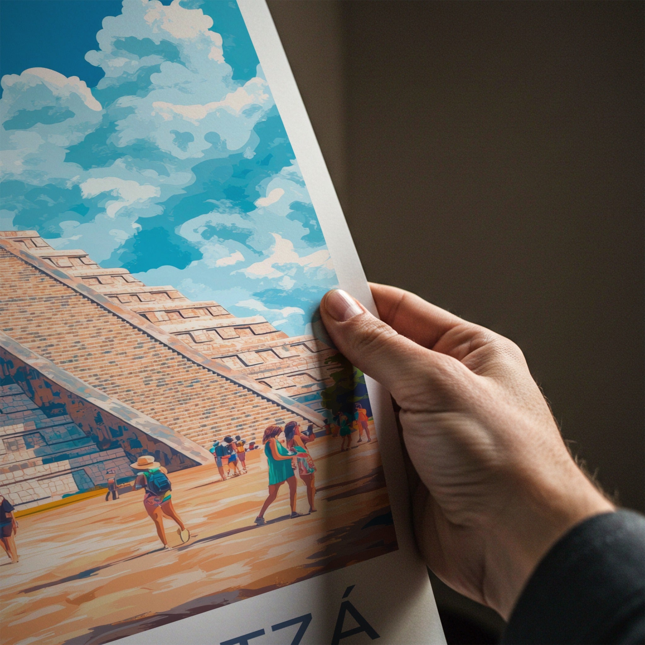 Chichen Itza Poster - Mexico Travel Art - El Castillo Pyramid Home Decor