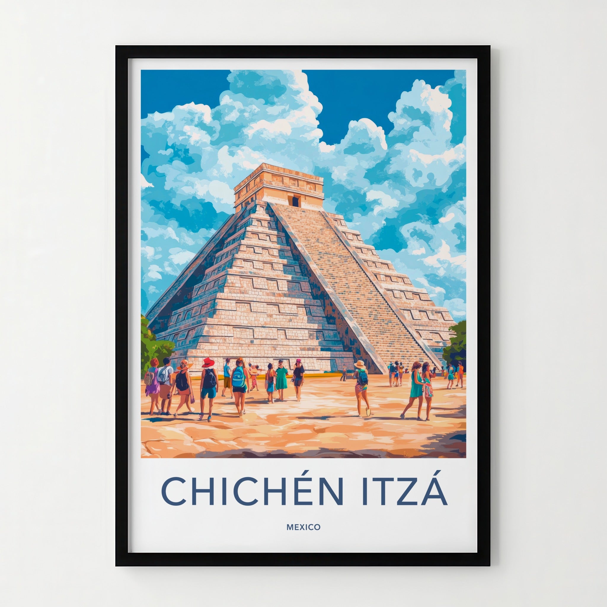 Chichen Itza Poster - Mexico Travel Art - El Castillo Pyramid Home Decor