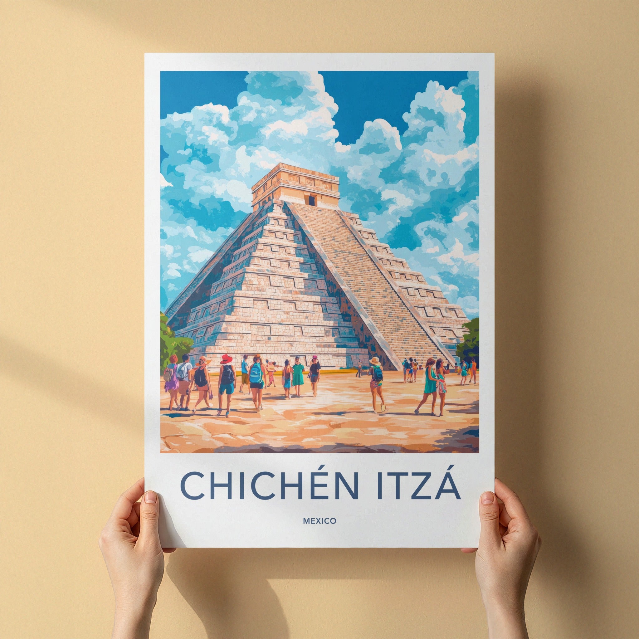 Chichen Itza Poster - Mexico Travel Art - El Castillo Pyramid Home Decor