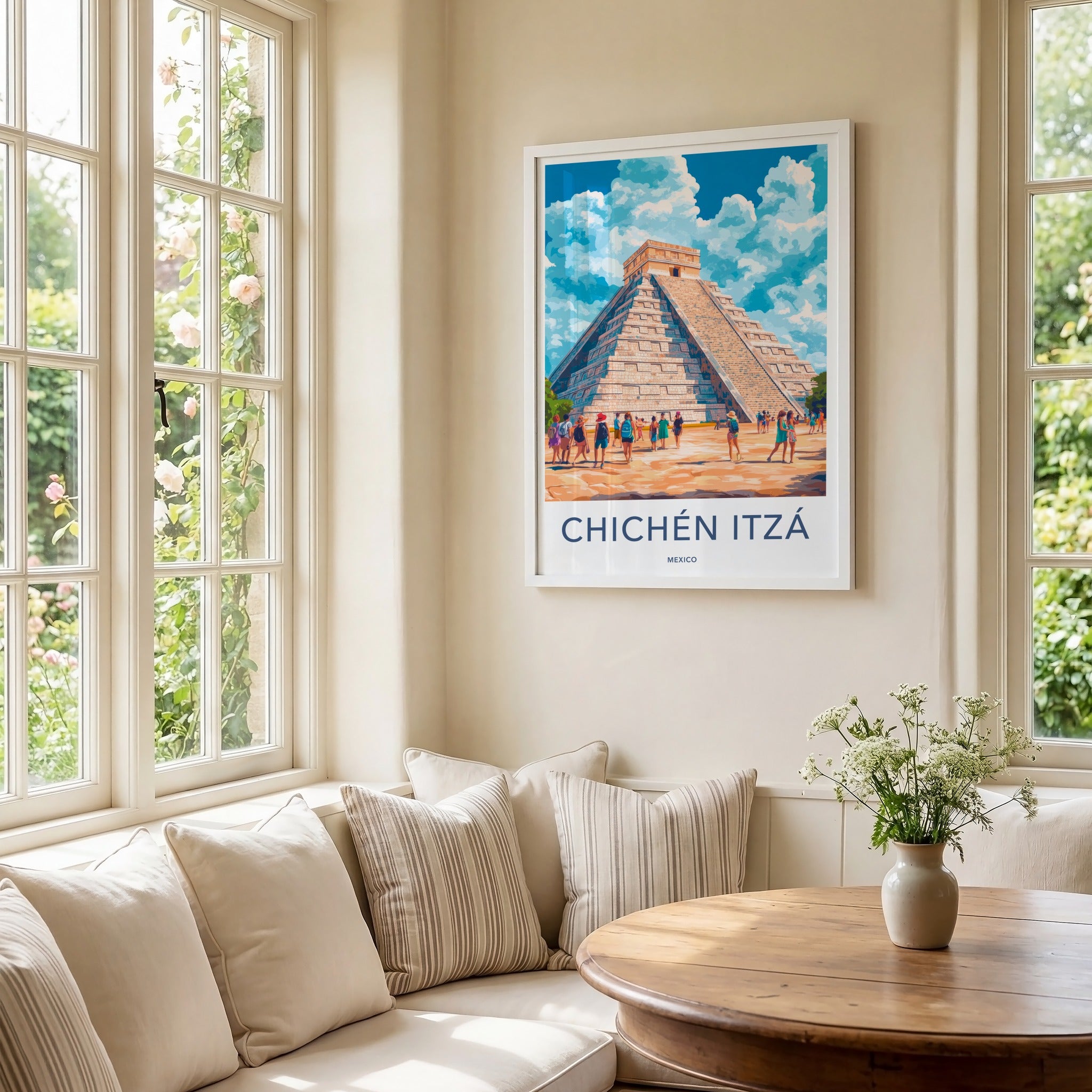 Chichen Itza Poster - Mexico Travel Art - El Castillo Pyramid Home Decor