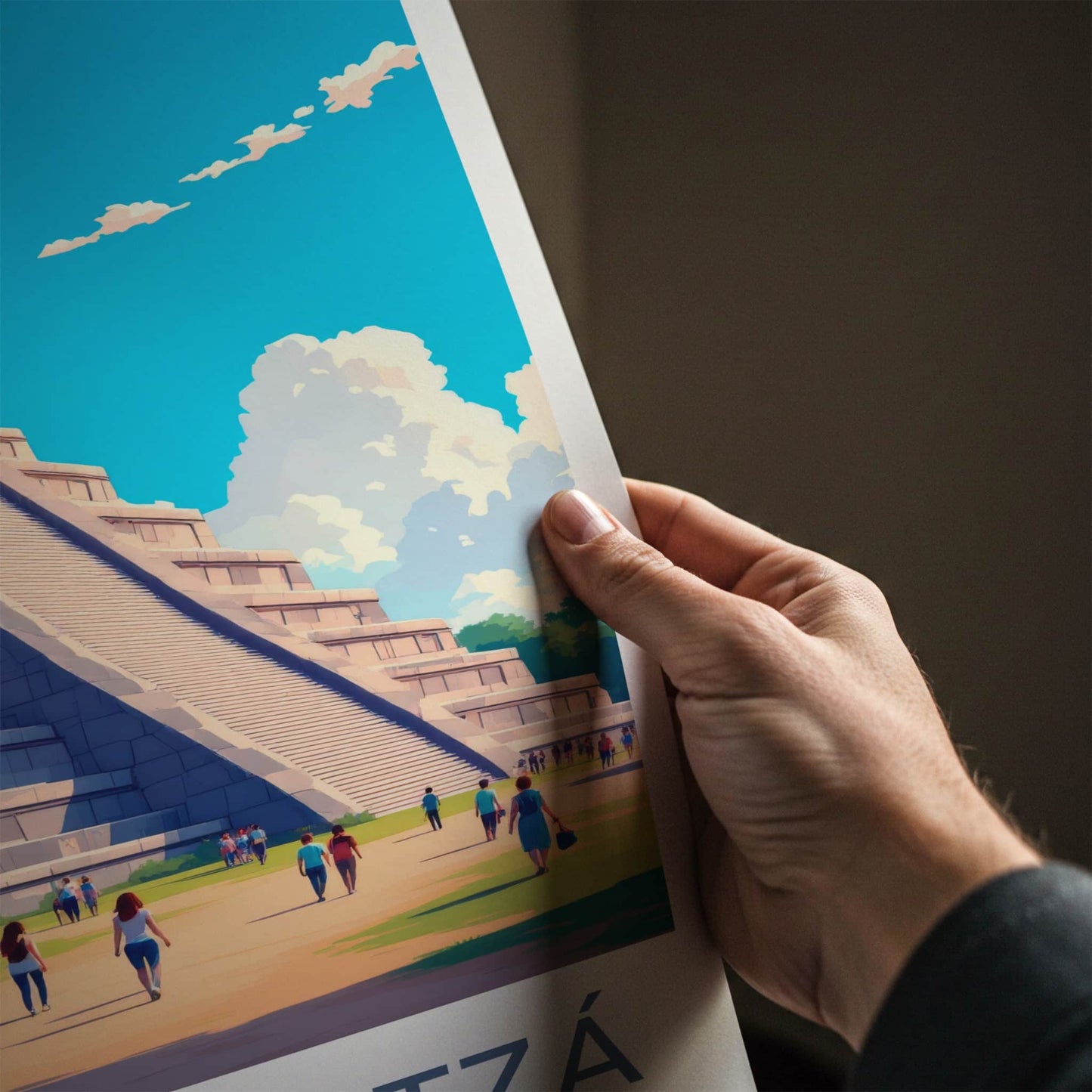 Chichen Itza Poster - Mexico Travel Art - El Castillo Pyramid Home Decor