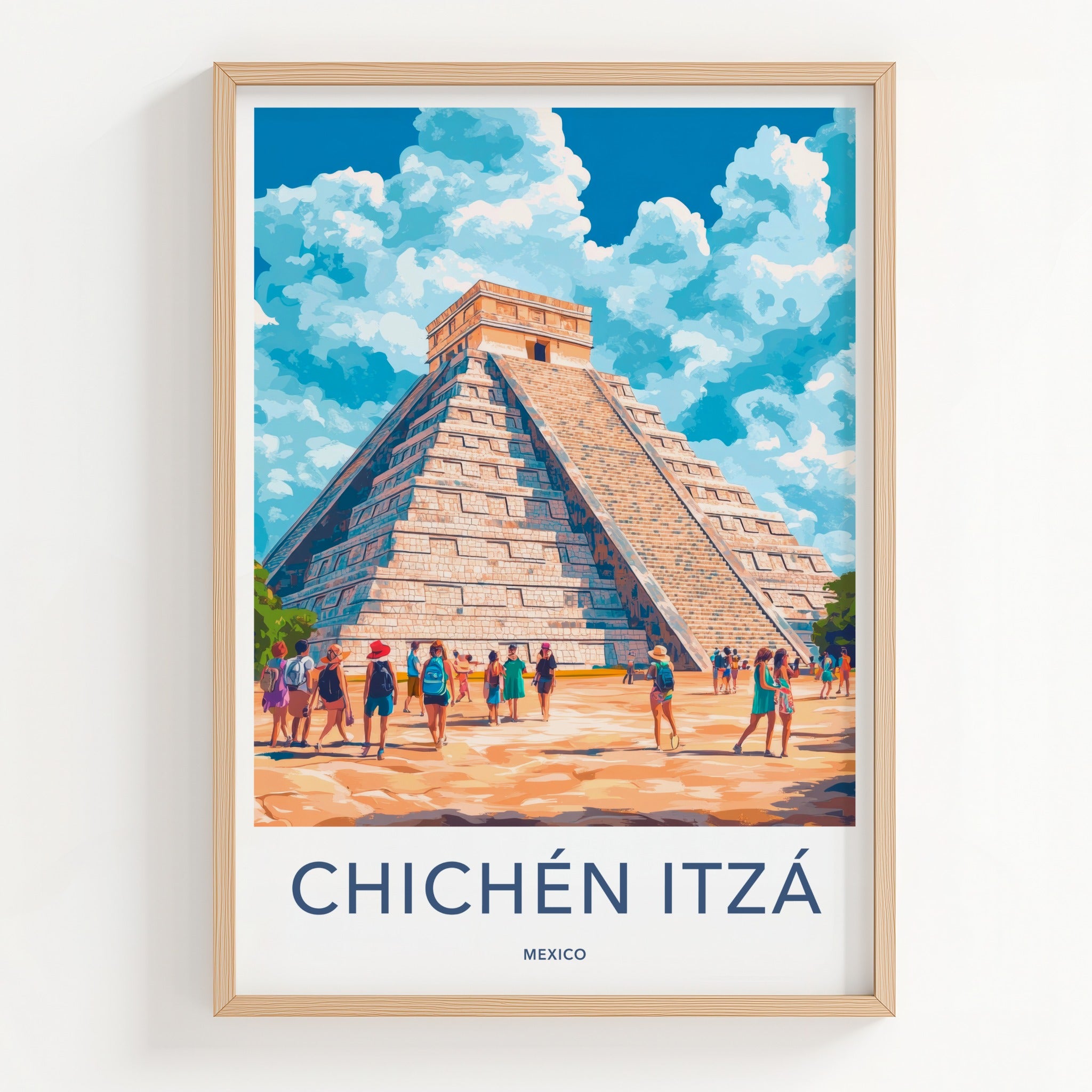 Chichen Itza Poster - Mexico Travel Art - El Castillo Pyramid Home Decor