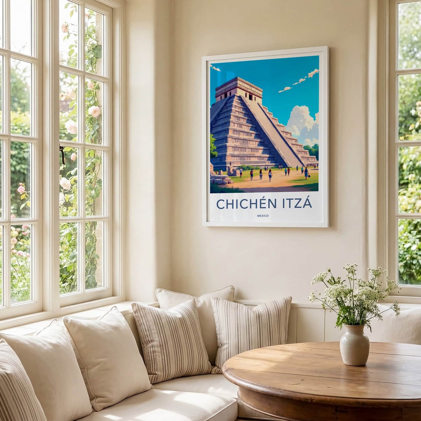 Chichen Itza Poster - Mexico Travel Art - El Castillo Pyramid Home Decor