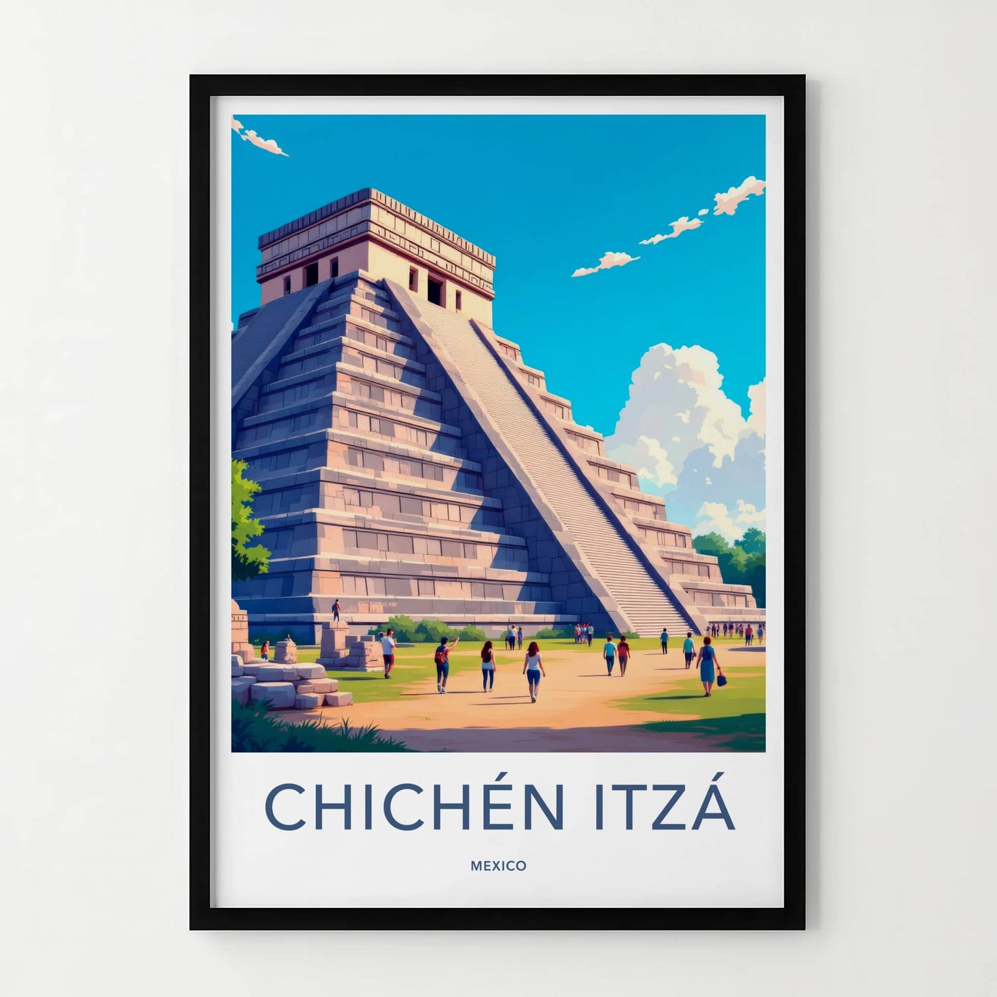 Chichen Itza Poster - Mexico Travel Art - El Castillo Pyramid Home Decor