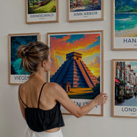 Chichen Itza Poster - Mexico Travel Art - Vibrant Sunset Pyramid Home Decor