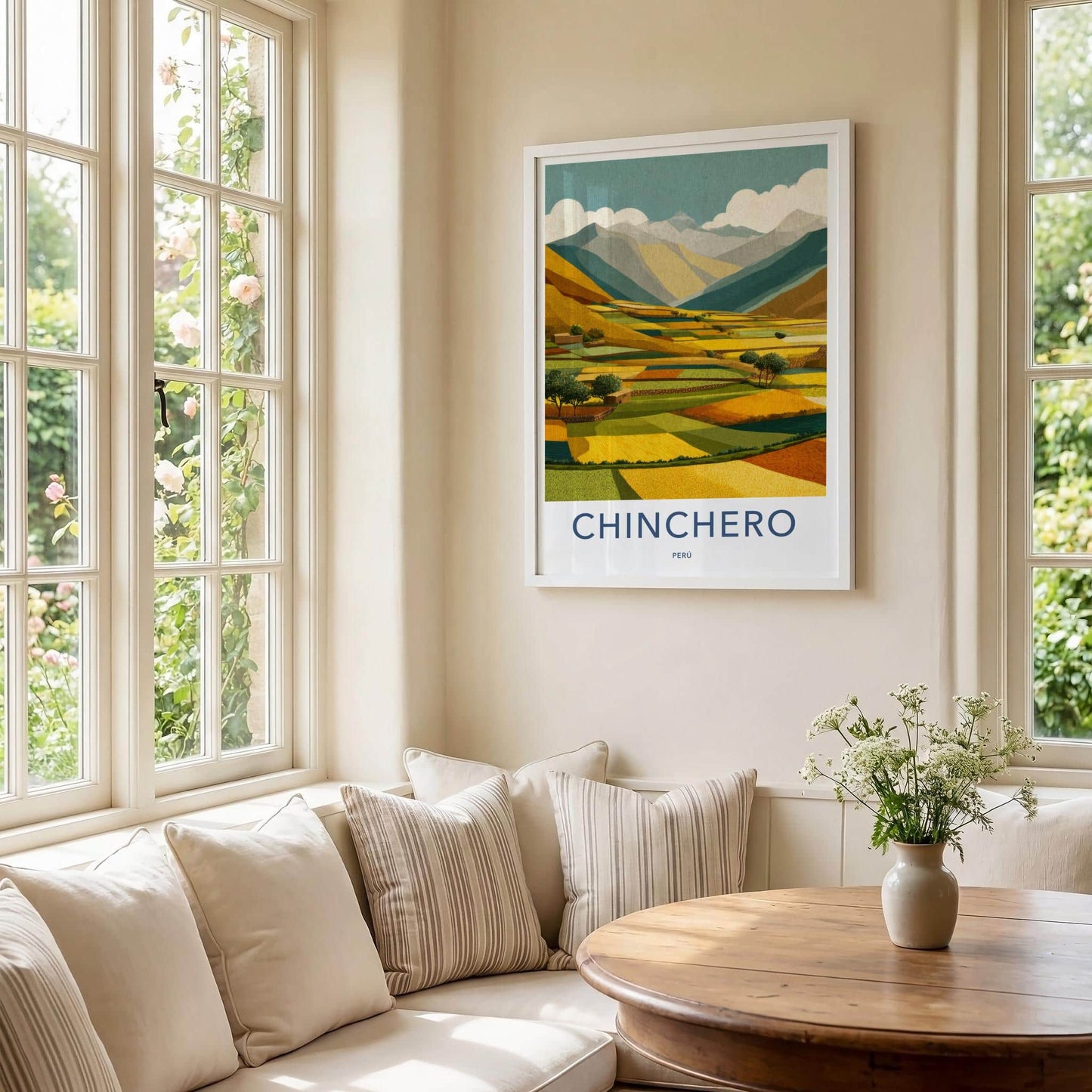 Chinchero Poster - Peru Travel Art - Vibrant farm terraces Home Decor