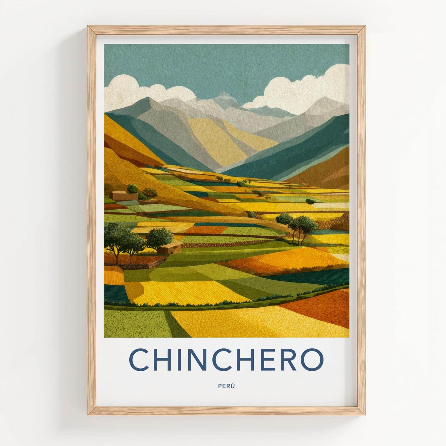 Chinchero Poster - Peru Travel Art - Vibrant farm terraces Home Decor