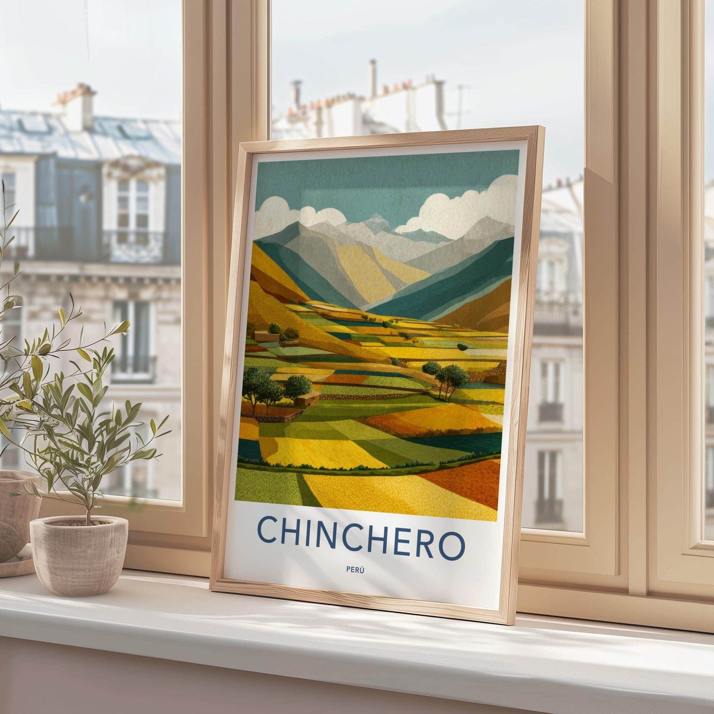 Chinchero Poster - Peru Travel Art - Vibrant farm terraces Home Decor