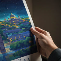 Chisinau Poster - Moldova Travel Art - Moonlit Arch Cathedral Home Decor