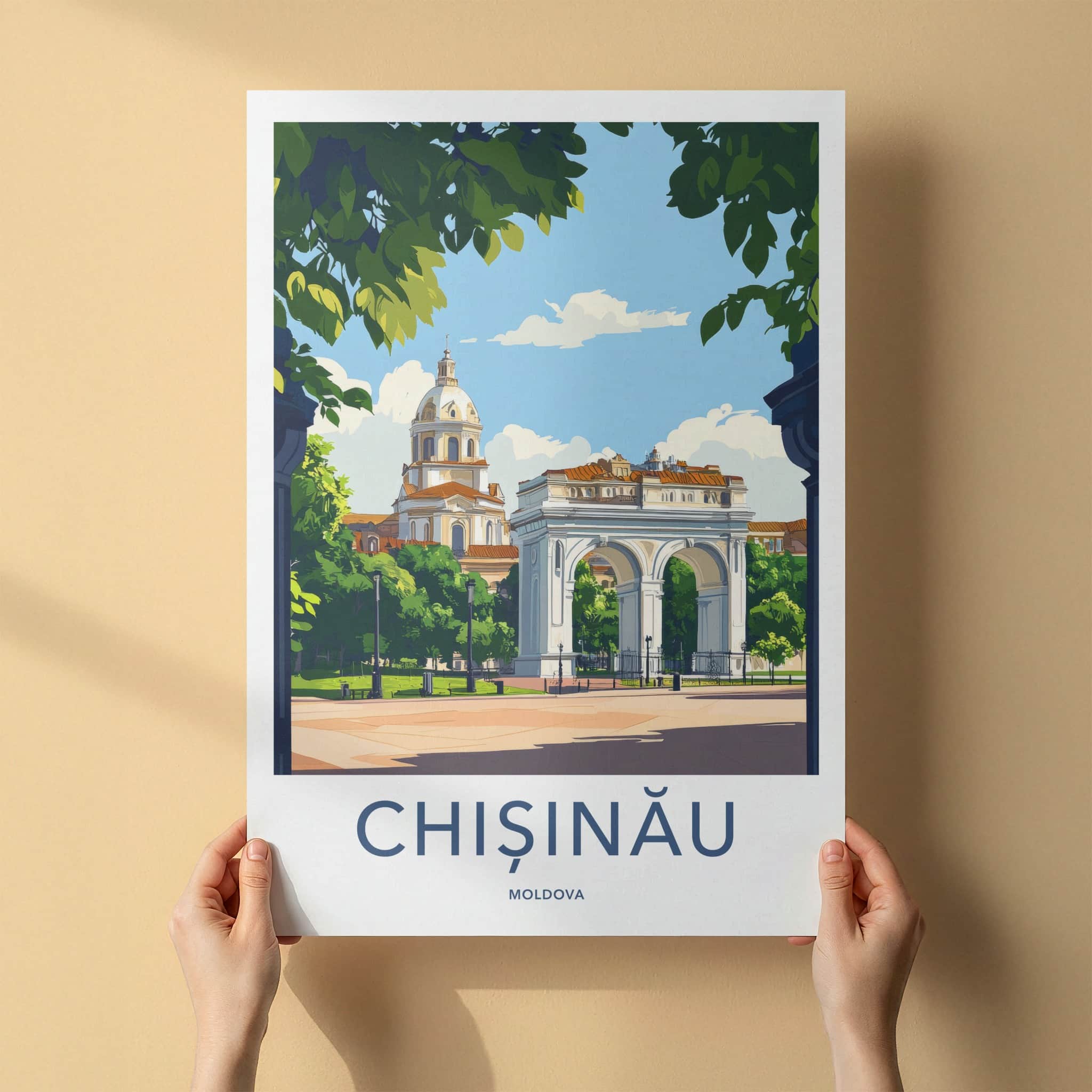 Chisinau Poster - Moldova Travel Art - Triumphal Arch Dome Home Decor