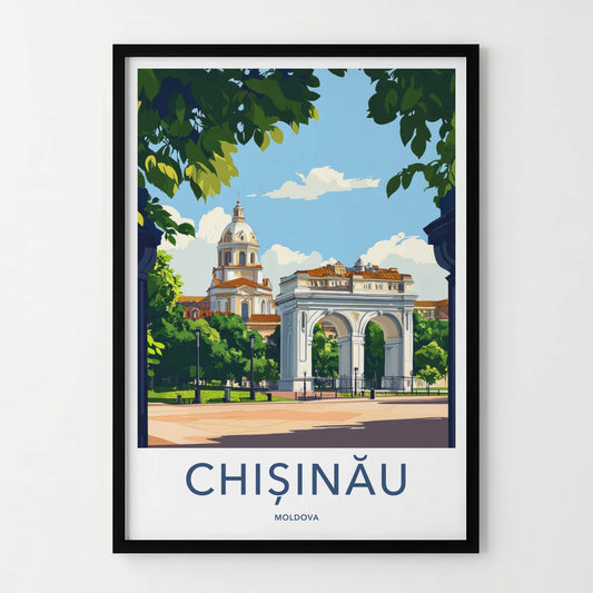 Chisinau Poster - Moldova Travel Art - Triumphal Arch Dome Home Decor