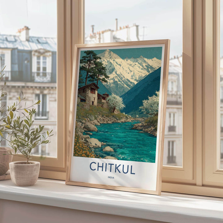 Chitkul Poster - India Scenic Art - Himachal Himalayan River Wall Decor