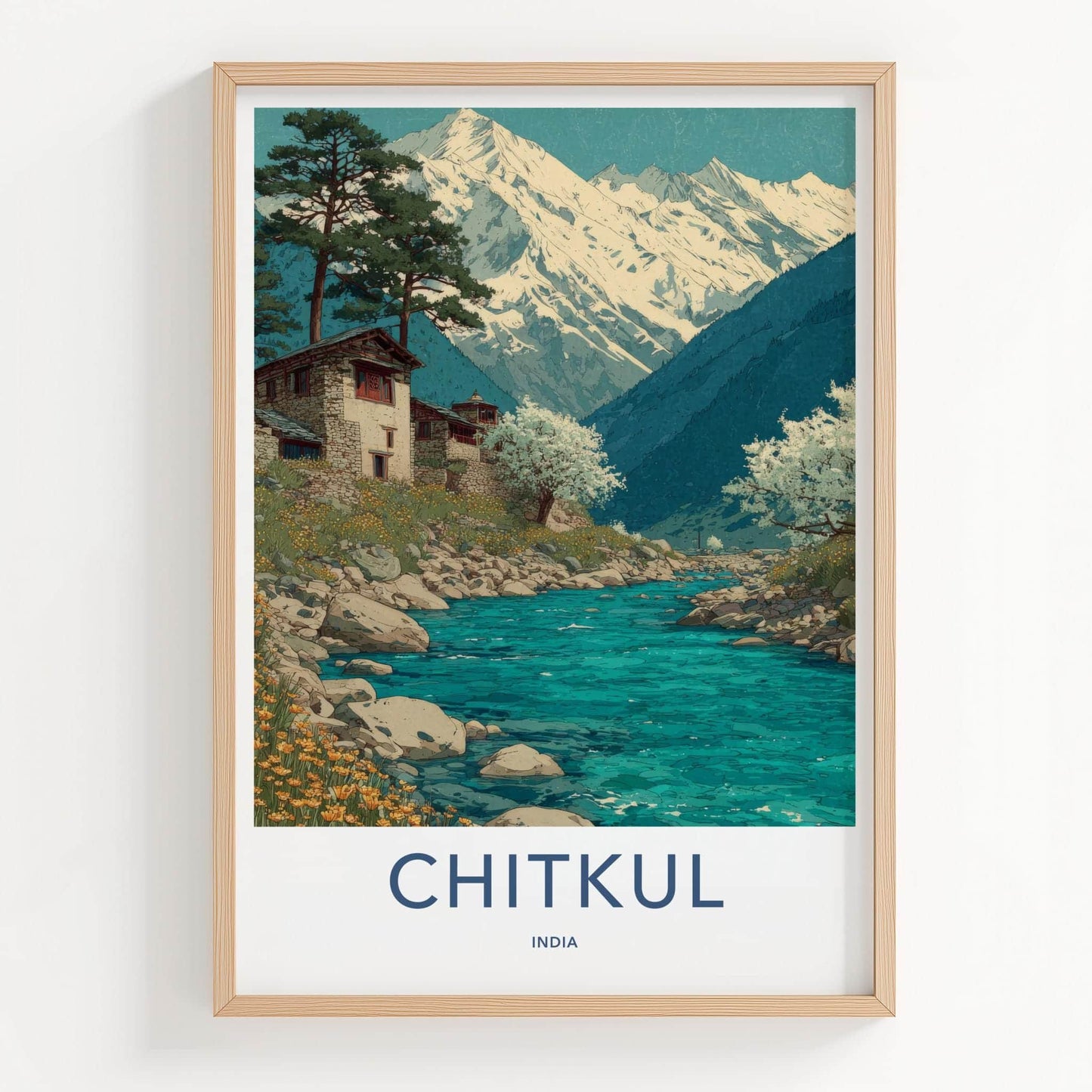 Chitkul Poster - India Scenic Art - Himachal Himalayan River Wall Decor