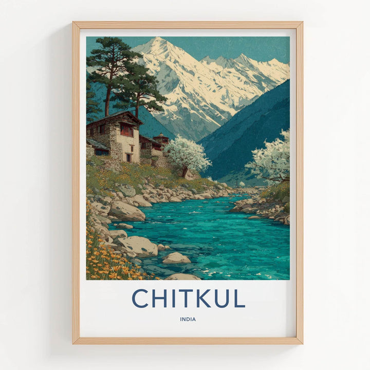 Chitkul Poster - India Scenic Art - Himachal Himalayan River Wall Decor