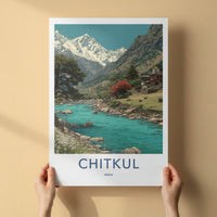 Chitkul Poster - India Travel Art - Himachal Pradesh Himalayan Village Home Decor