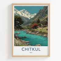 Chitkul Poster - India Travel Art - Himachal Pradesh Himalayan Village Home Decor