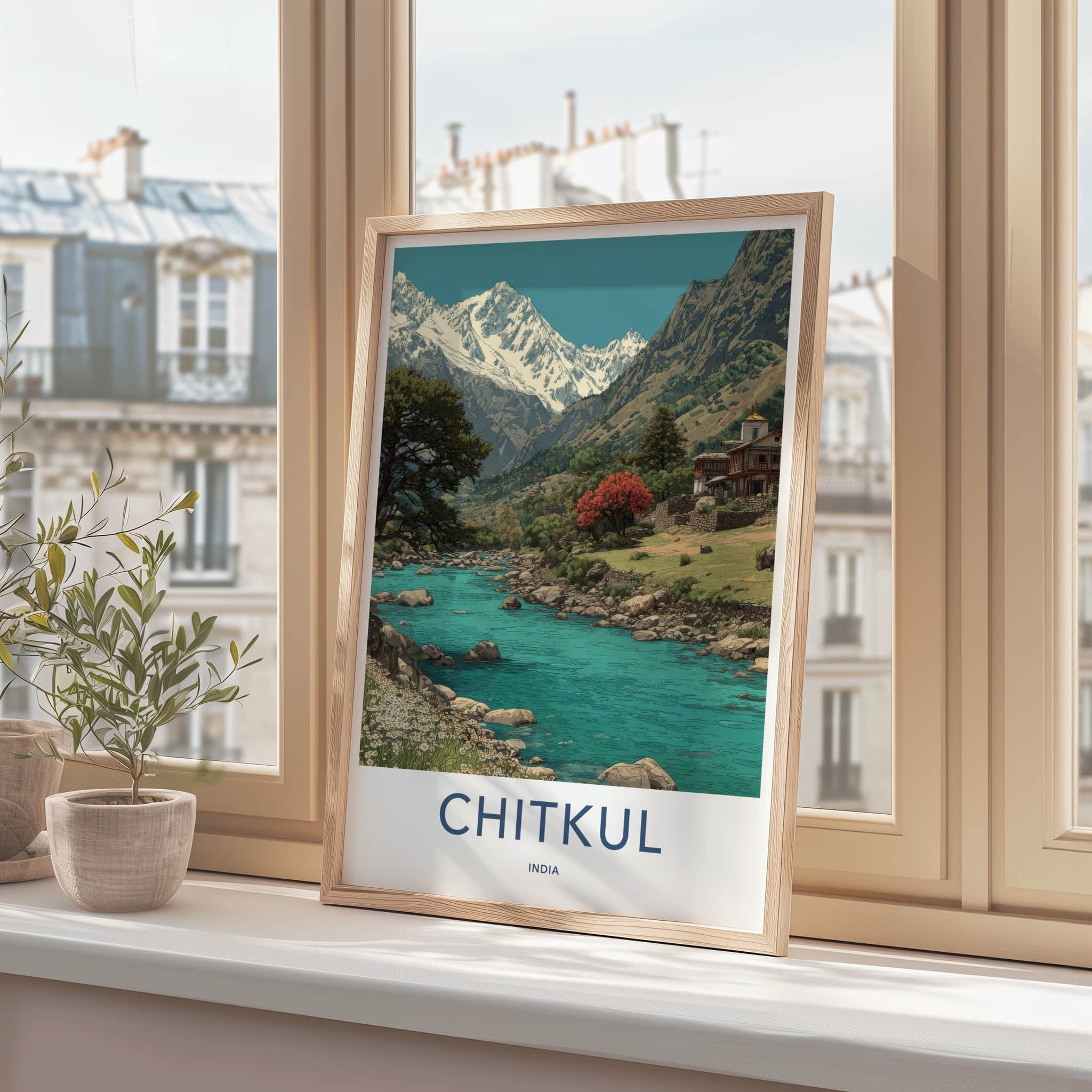 Chitkul Poster - India Travel Art - Himachal Pradesh Himalayan Village Home Decor