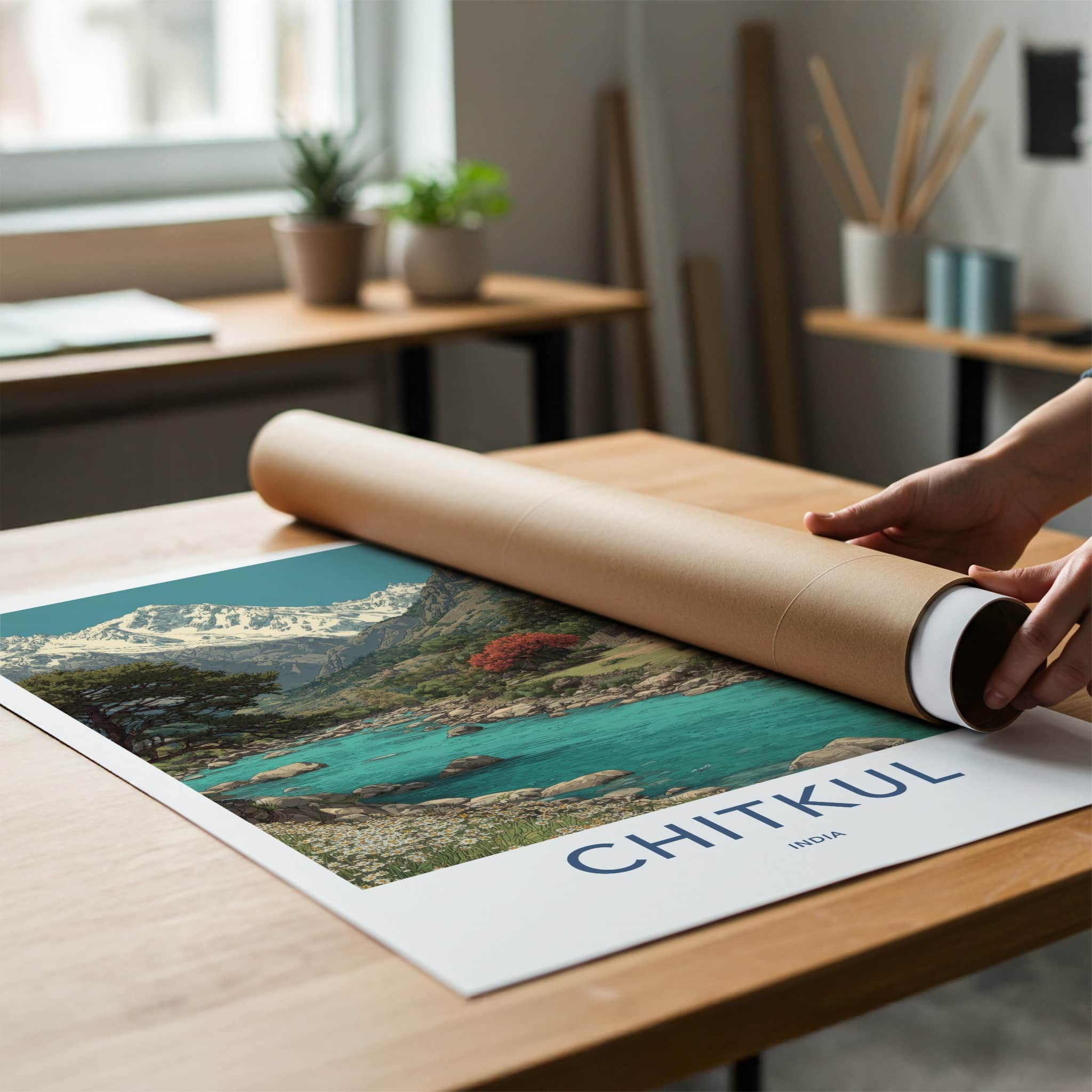 Chitkul Poster - India Travel Art - Himachal Pradesh Himalayan Village Home Decor