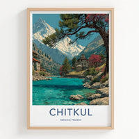 Chitkul Poster - India Travel Art - Himachal Pradesh Mountain River Home Decor