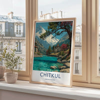 Chitkul Poster - India Travel Art - Himachal Pradesh Mountain River Home Decor