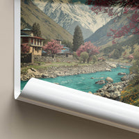 Chitkul Poster - India Travel Art - Himlayan river village Home Decor