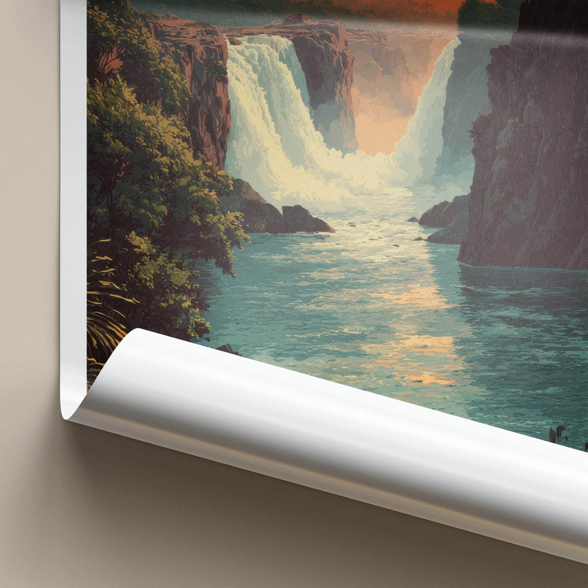 Chitrakote Falls Poster - India Scenic Art - Chhattisgarh Golden Sunset Falls Wall Decor