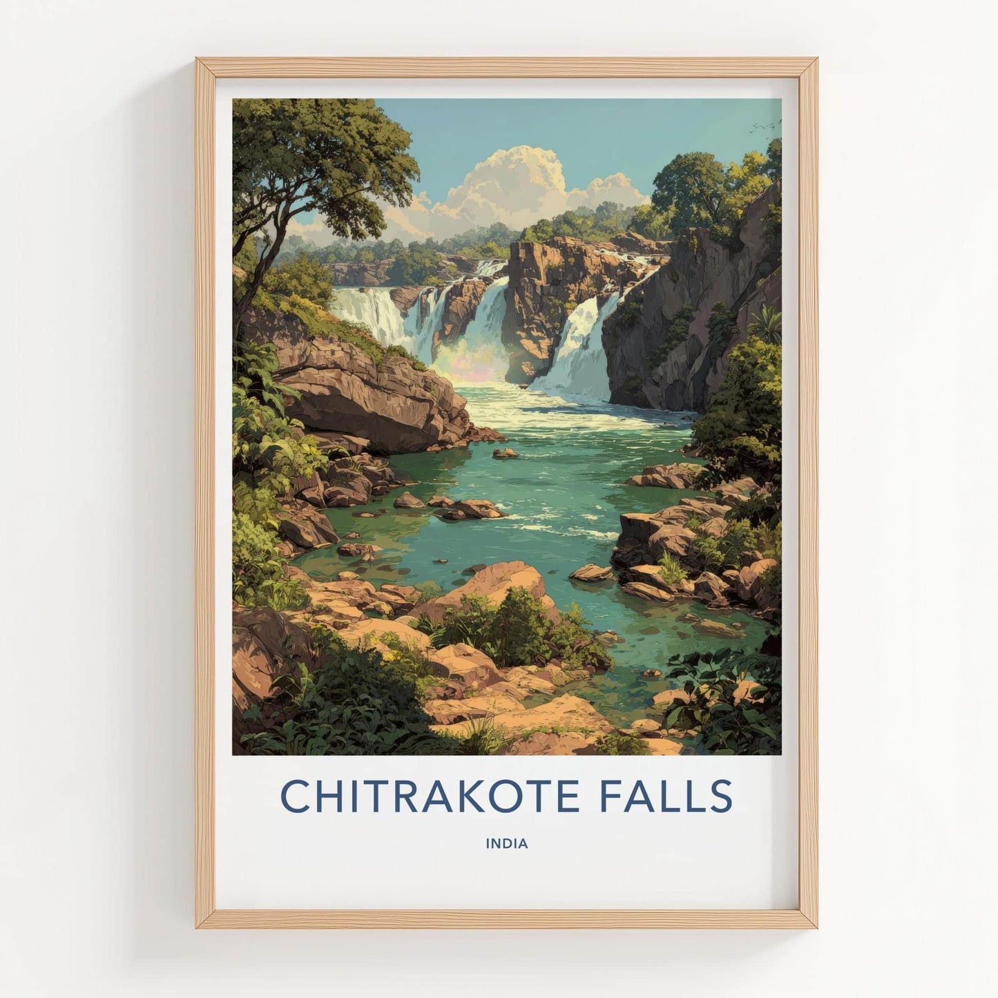 Chitrakote Falls Poster - India Travel Art - Chhattisgarh River Falls Home Decor