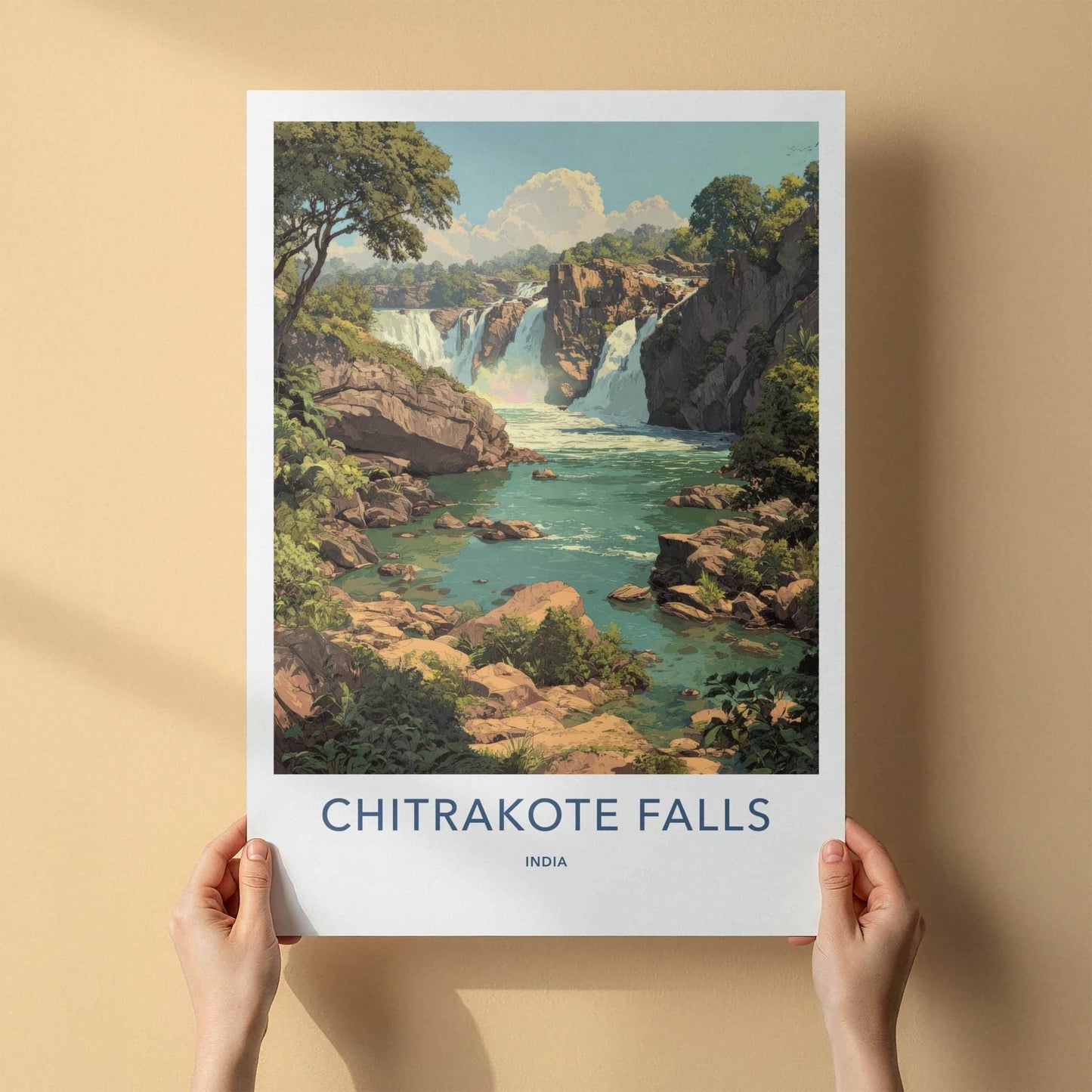 Chitrakote Falls Poster - India Travel Art - Chhattisgarh River Falls Home Decor