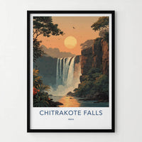 Chitrakote Falls Poster - India Wall Art - Chhattisgarh Lush Jungle Falls Gift