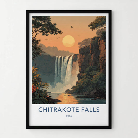Chitrakote Falls Poster - India Wall Art - Chhattisgarh Lush Jungle Falls Gift
