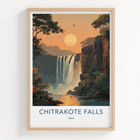 Chitrakote Falls Poster - India Wall Art - Chhattisgarh Lush Jungle Falls Gift