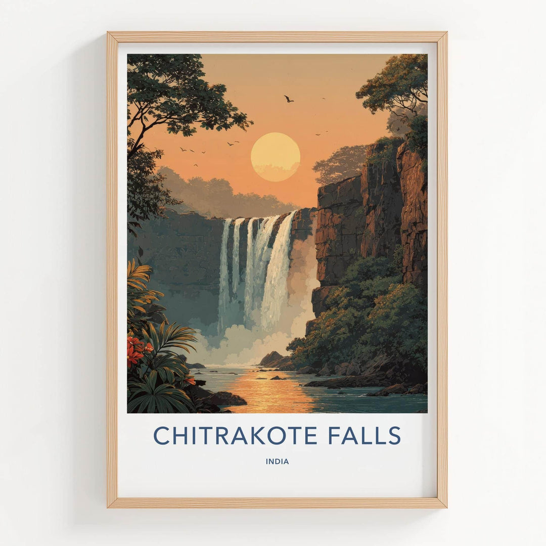 Chitrakote Falls Poster - India Wall Art - Chhattisgarh Lush Jungle Falls Gift