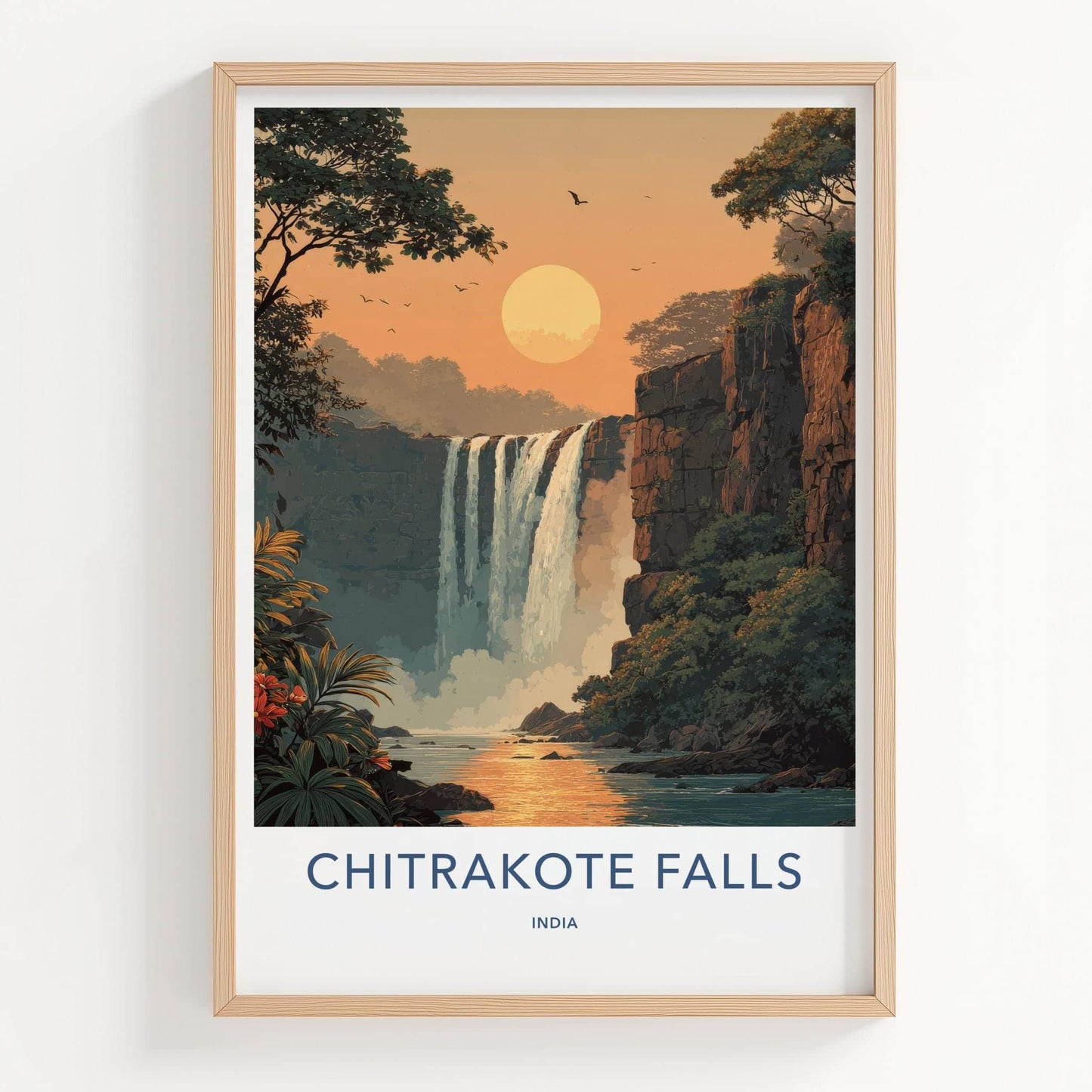 Chitrakote Falls Poster - India Wall Art - Chhattisgarh Lush Jungle Falls Gift