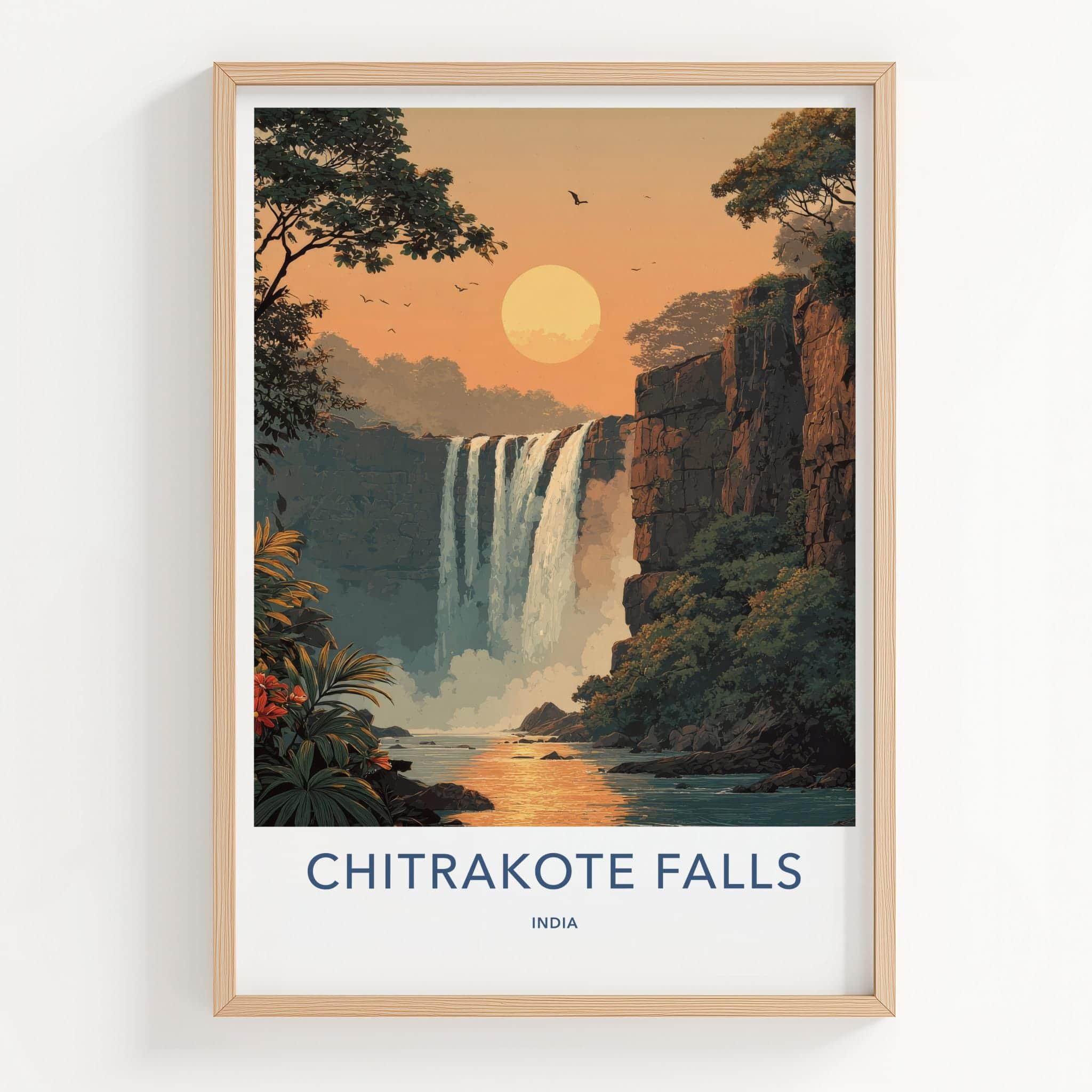 Chitrakote Falls Poster - India Wall Art - Chhattisgarh Lush Jungle Falls Gift