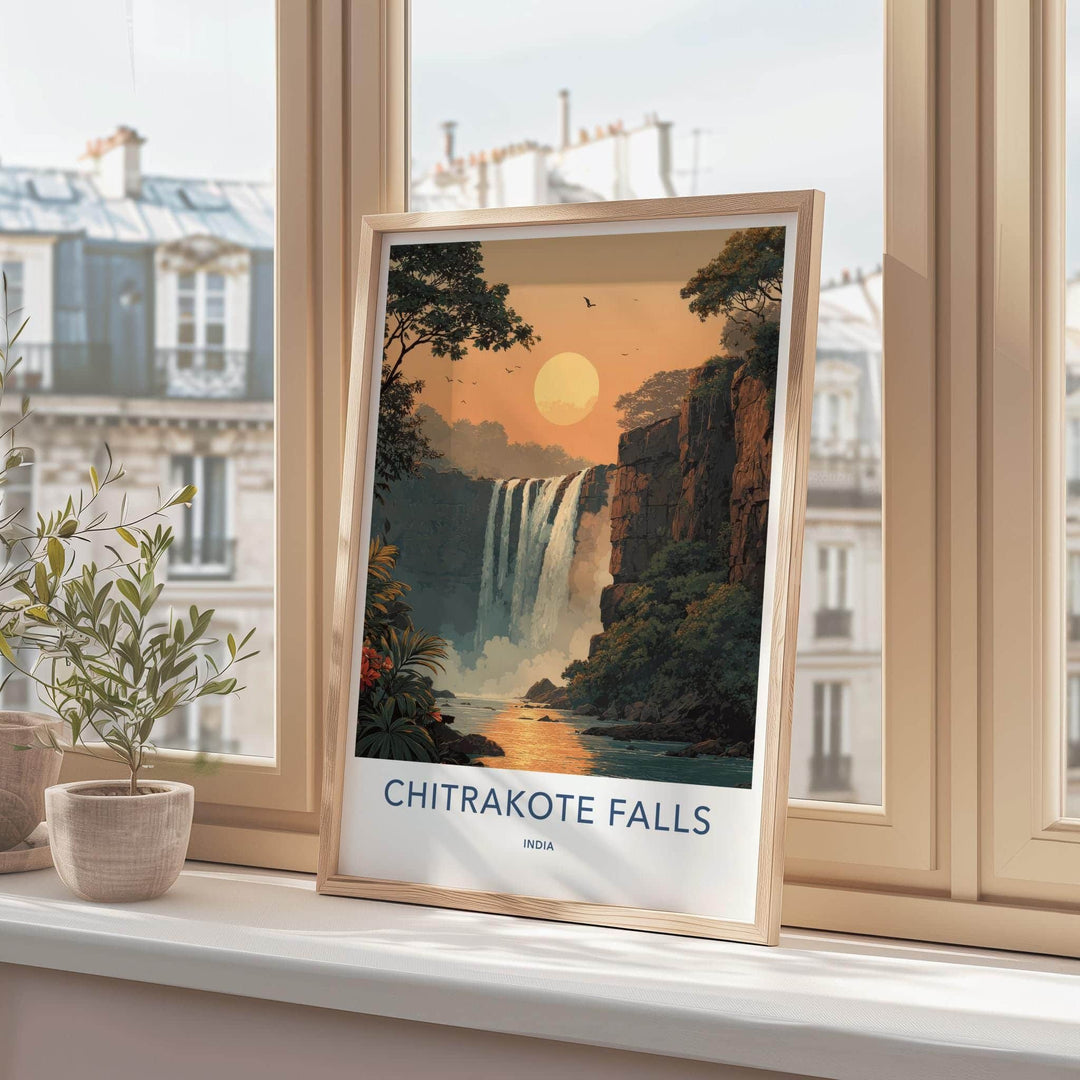 Chitrakote Falls Poster - India Wall Art - Chhattisgarh Lush Jungle Falls Gift