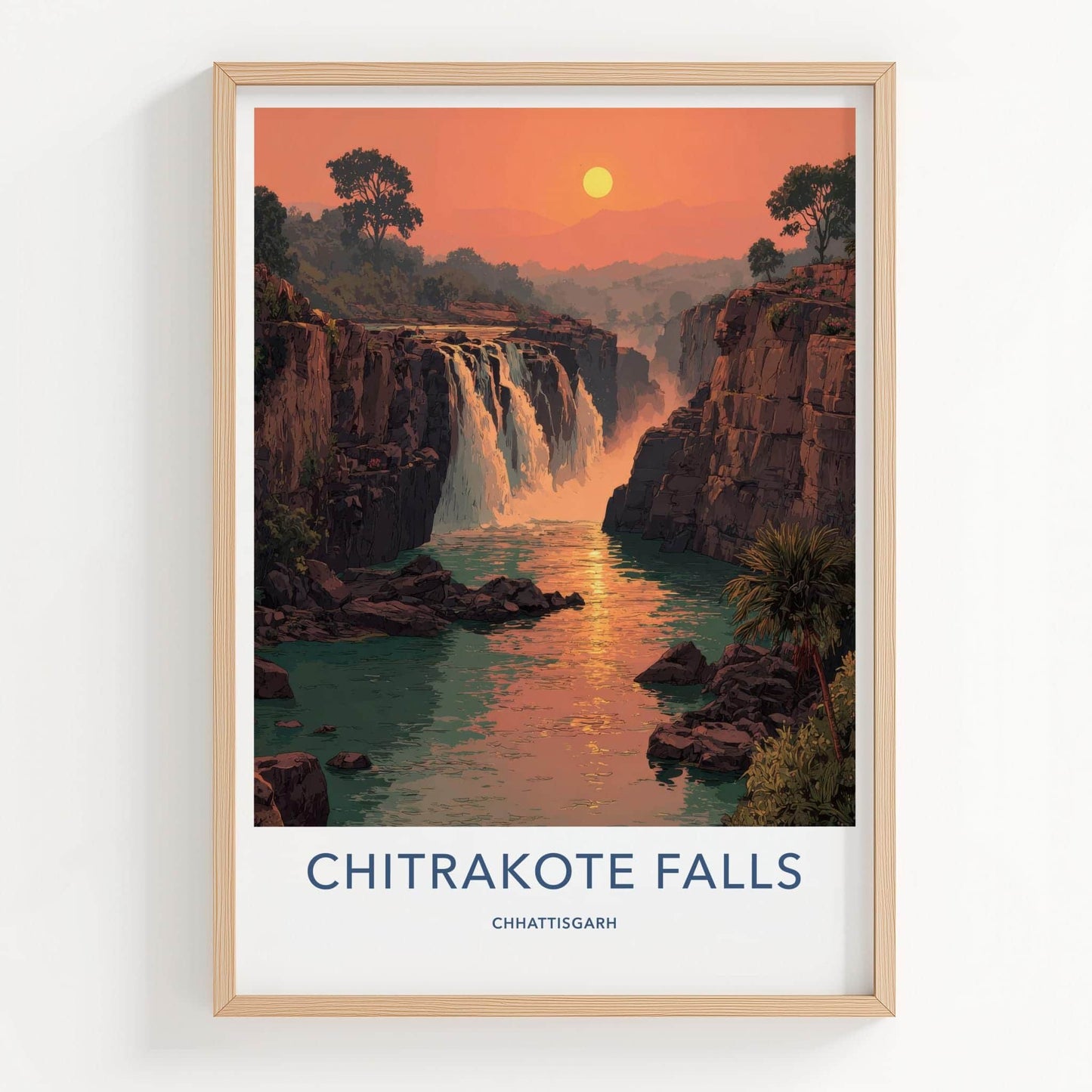 Chitrakote Falls Poster - India Wall Art - Chhattisgarh Majestic river falls Gift