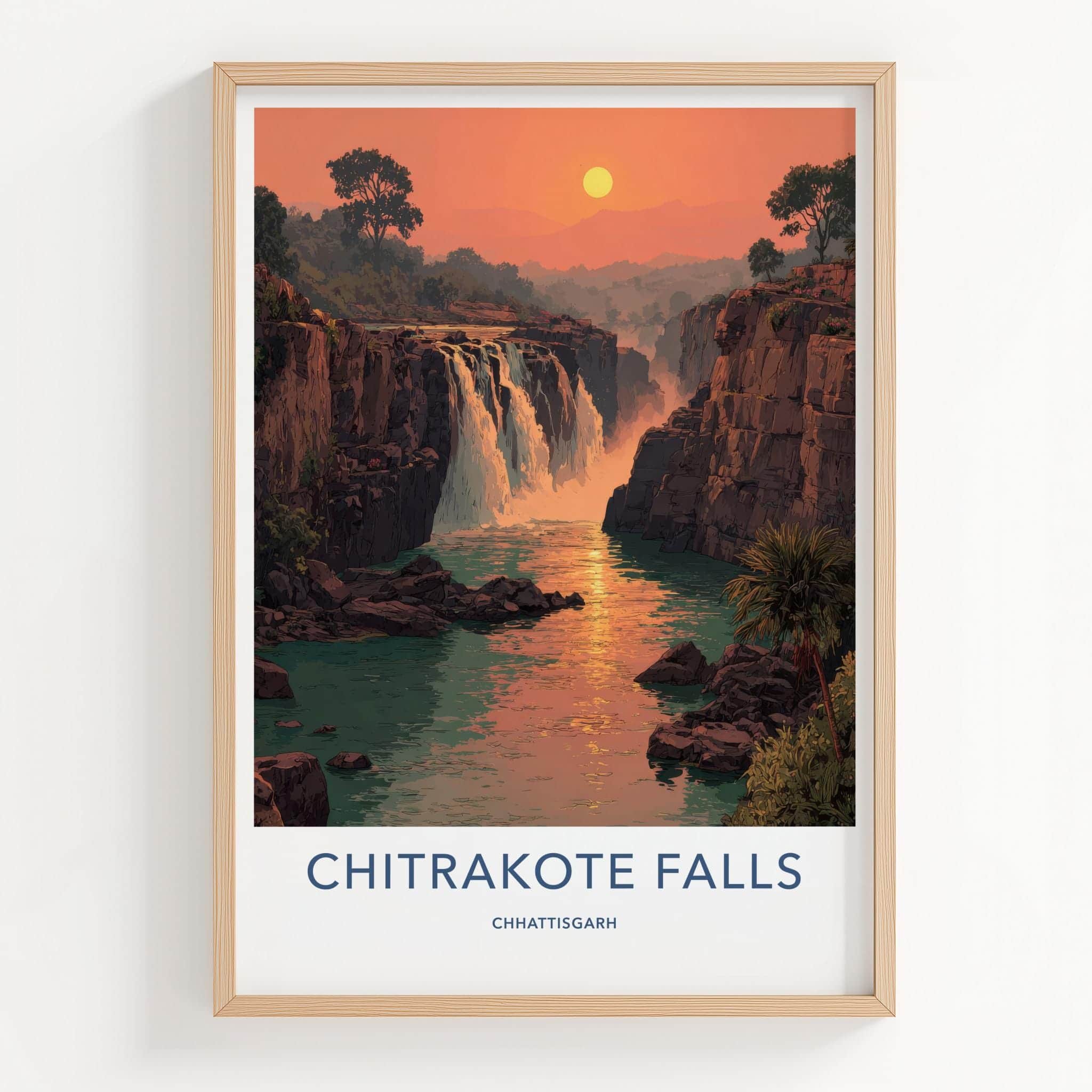 Chitrakote Falls Poster - India Wall Art - Chhattisgarh Majestic river falls Gift