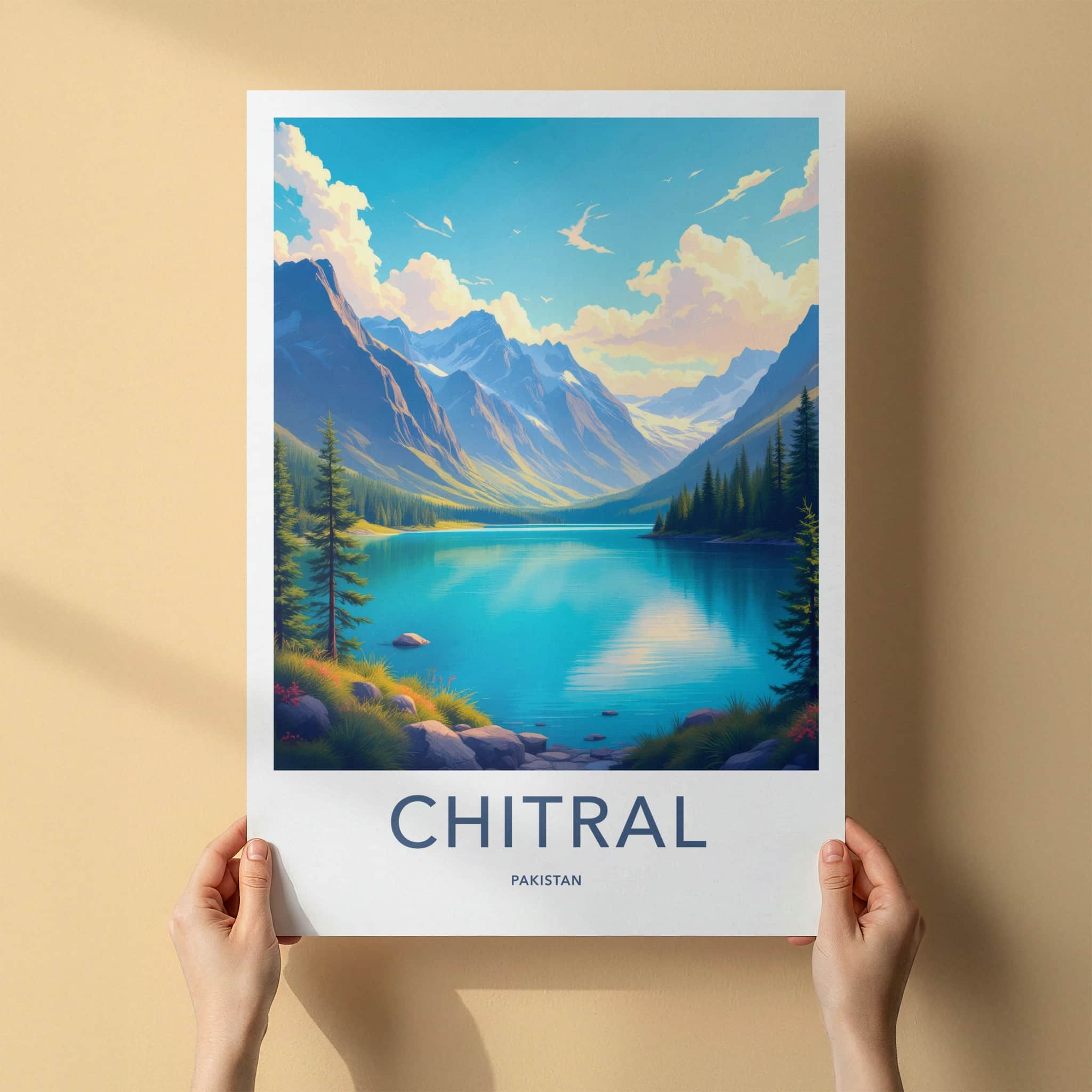 Chitral Poster - Pakistan Travel Art - Scenic Mountain Lake Wall Decor